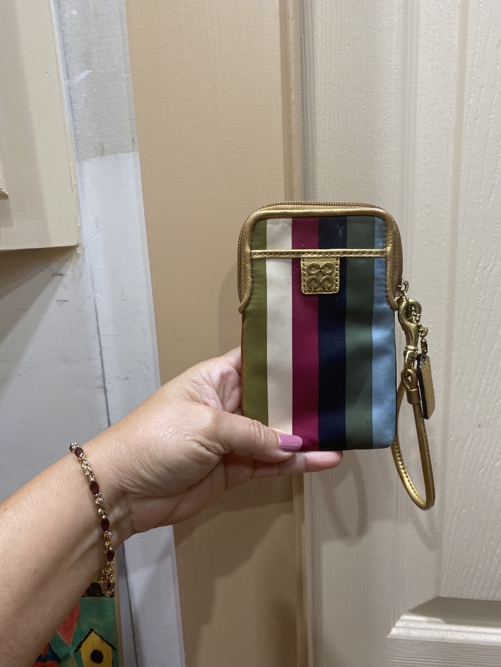 Coach Vintage Striped Wristlet Phone Pouch in Multicolor